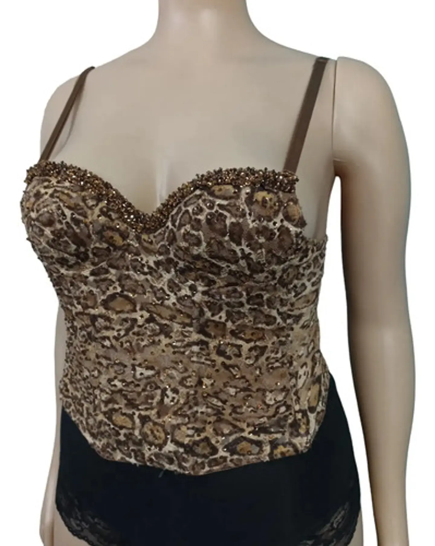 Bustier Tipo Corset Encaje Leopardo Y Cuentas Talla L - Xl 2