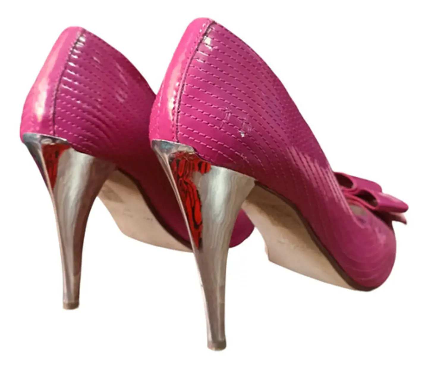 Zapato Tacón Alto Punta Abierta Con Lazo Barbie 37.5 - 38 5