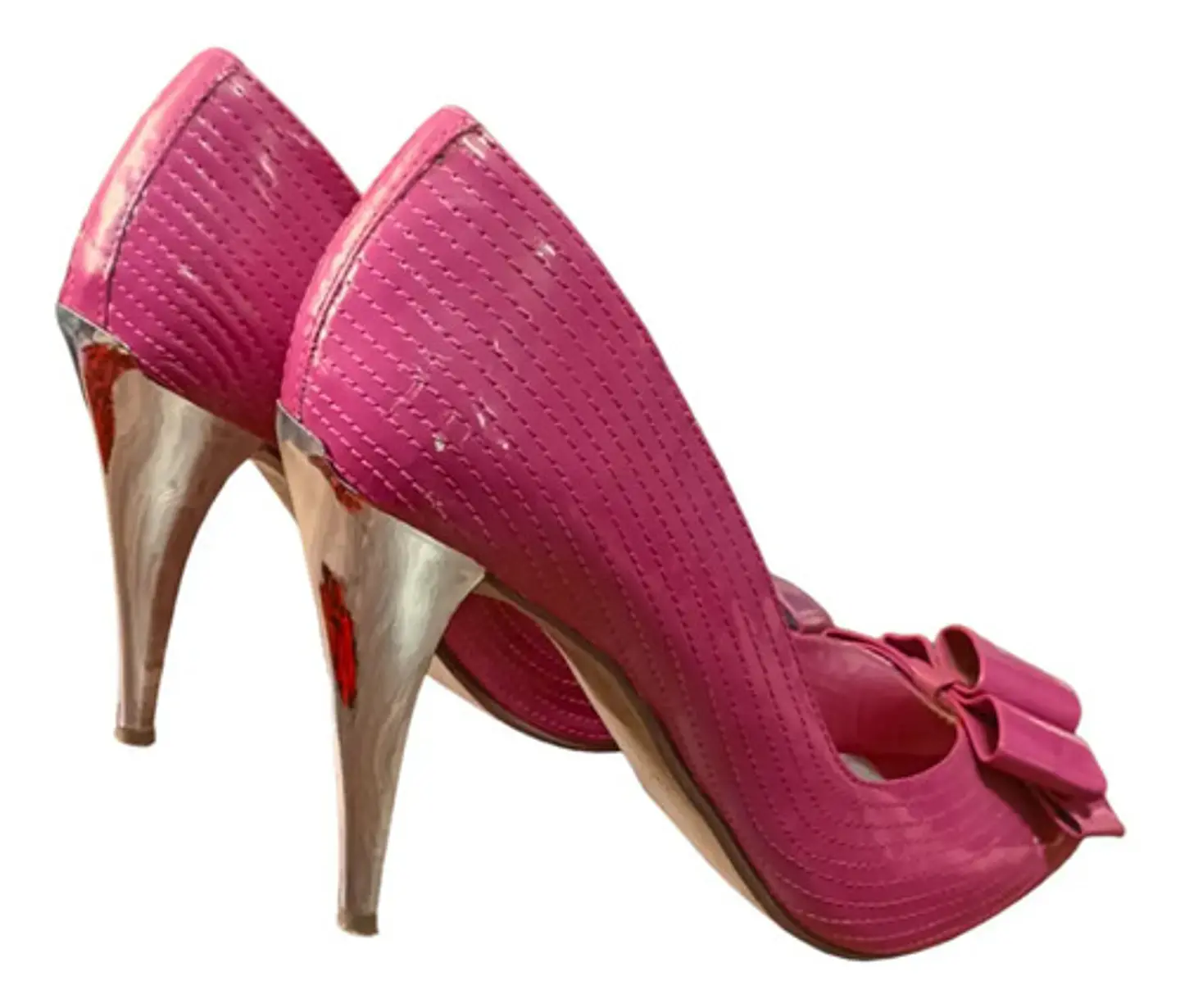Zapato Tacón Alto Punta Abierta Con Lazo Barbie 37.5 - 38 7