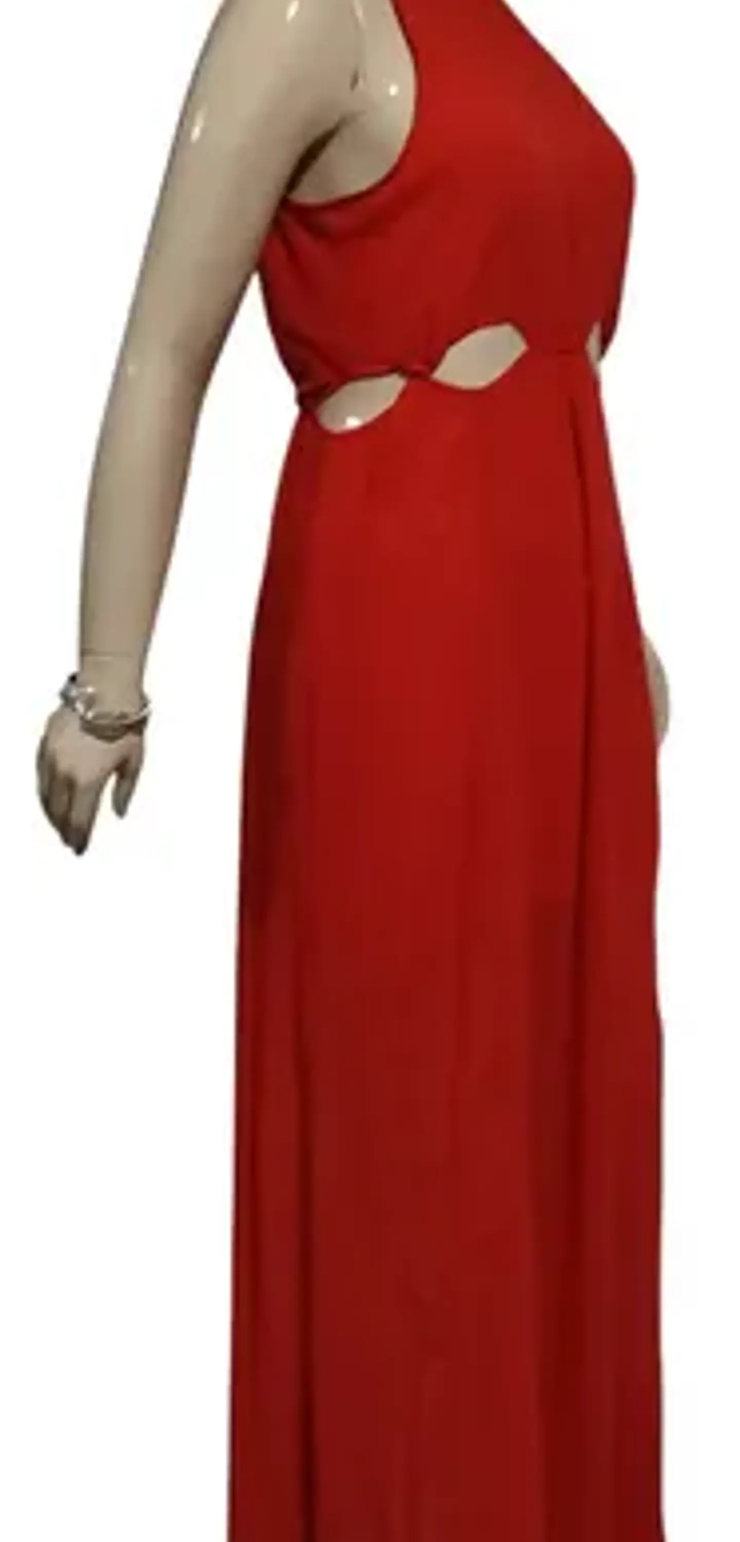 Vestido Rojo De Fiesta - Noche  Con Aberturas Y Cuello Alto 3