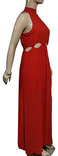 Vestido Rojo De Fiesta - Noche  Con Aberturas Y Cuello Alto - Miniatura 3