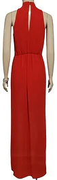 Vestido Rojo De Fiesta - Noche  Con Aberturas Y Cuello Alto - Miniatura 5