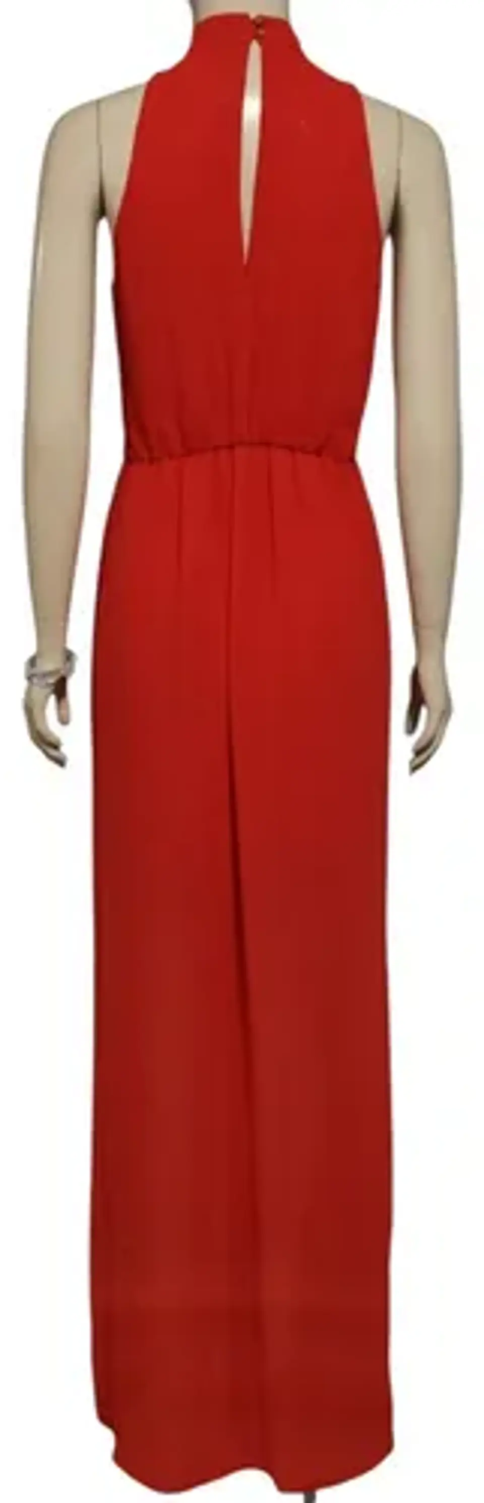Vestido Rojo De Fiesta - Noche  Con Aberturas Y Cuello Alto 5