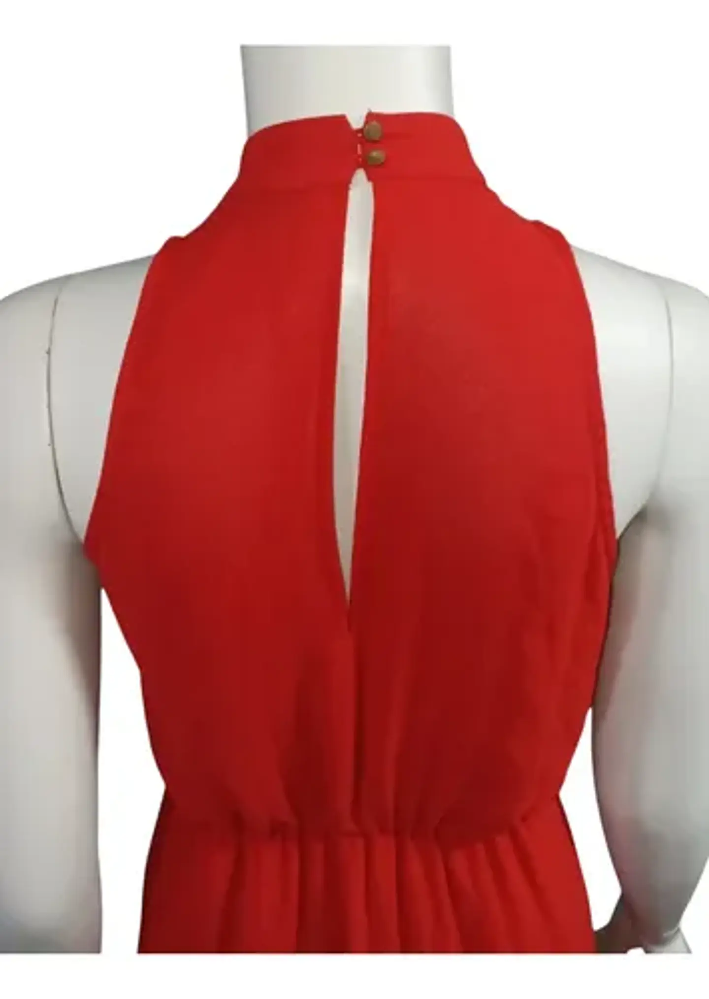 Vestido Rojo De Fiesta - Noche  Con Aberturas Y Cuello Alto 6