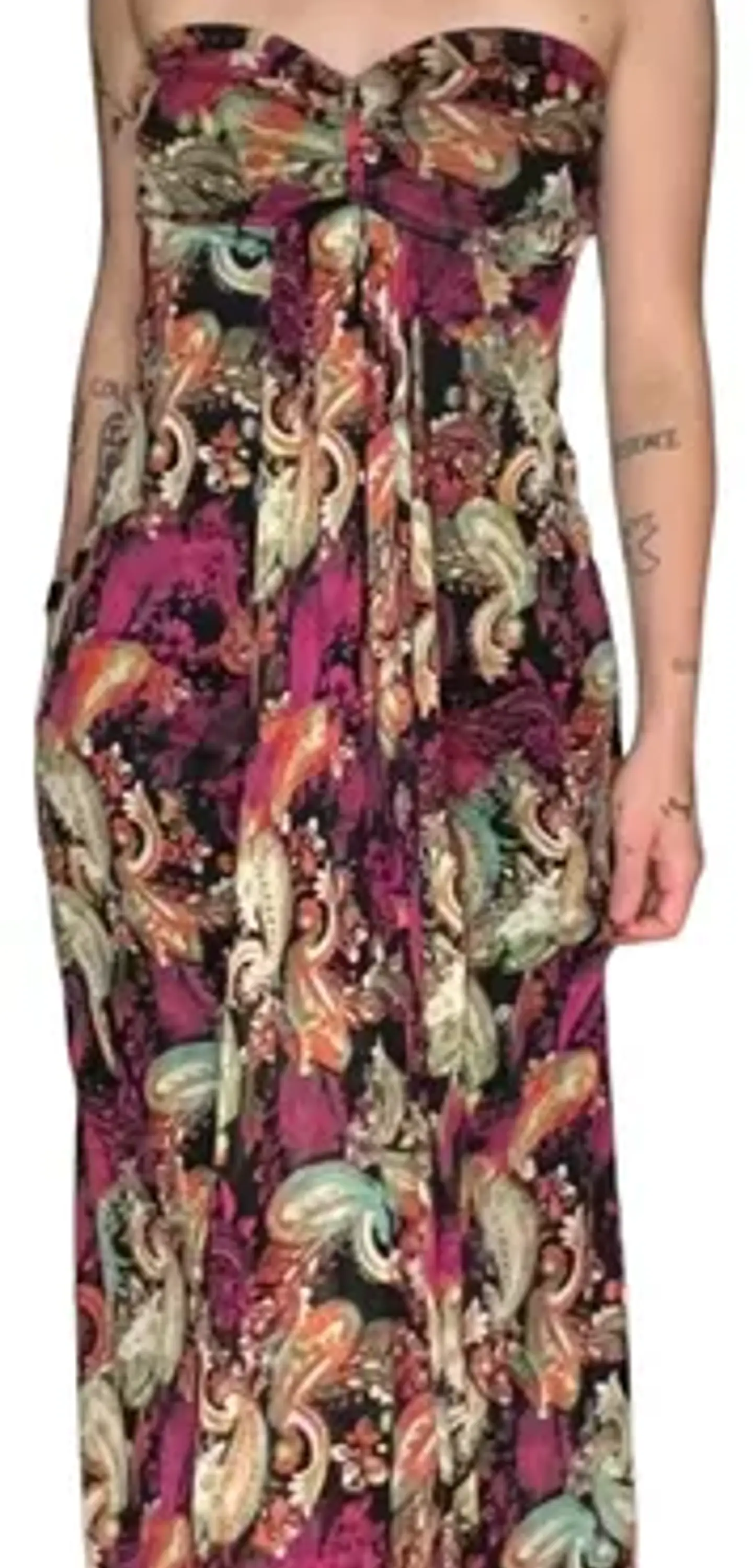 Maxi Vestido Floral Strapless Mujer Talla M 2