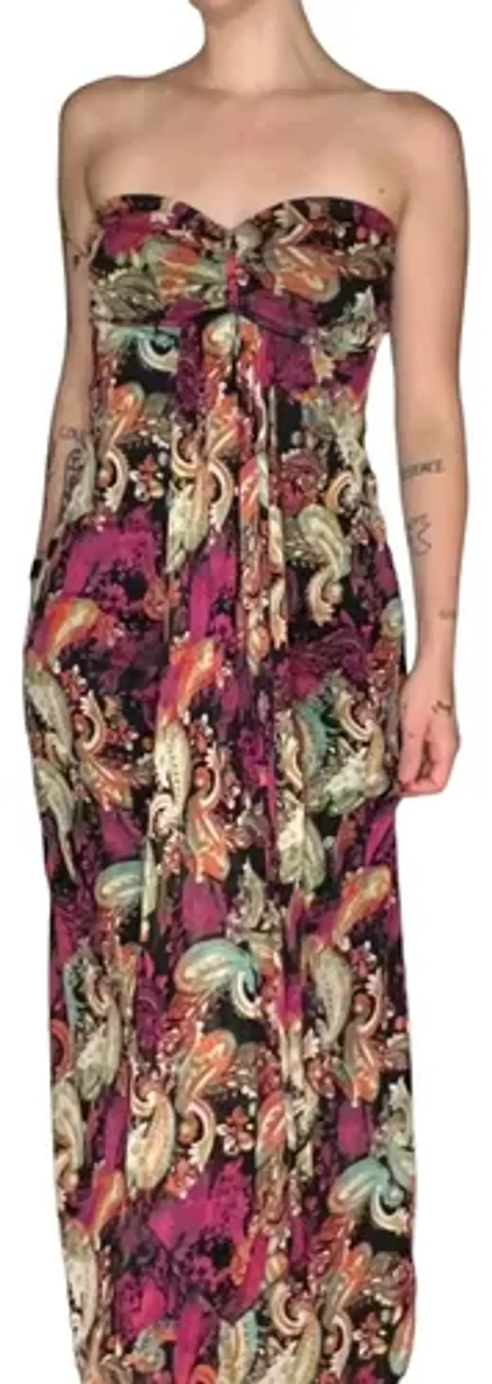 Maxi Vestido Floral Strapless Mujer Talla M 2