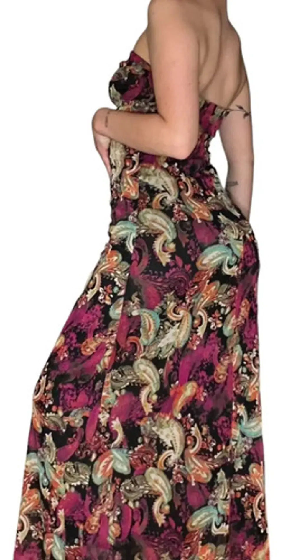 Maxi Vestido Floral Strapless Mujer Talla M 3