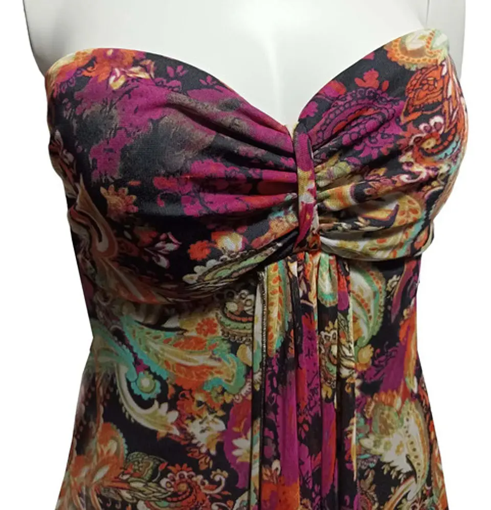 Maxi Vestido Floral Strapless Mujer Talla M 6