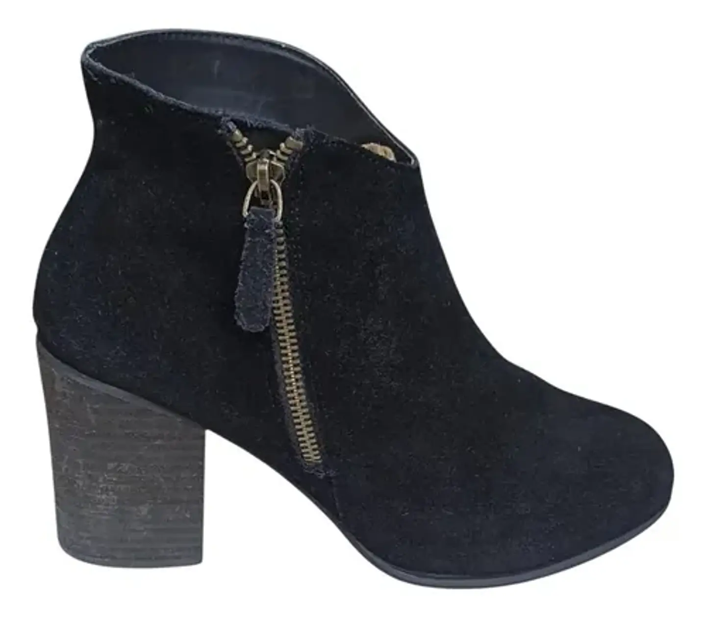Botin Importado Ecote De Cuero Gamuza Negro - Talla 38 1