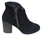 Botin Importado Ecote De Cuero Gamuza Negro - Talla 38 - Miniatura 1