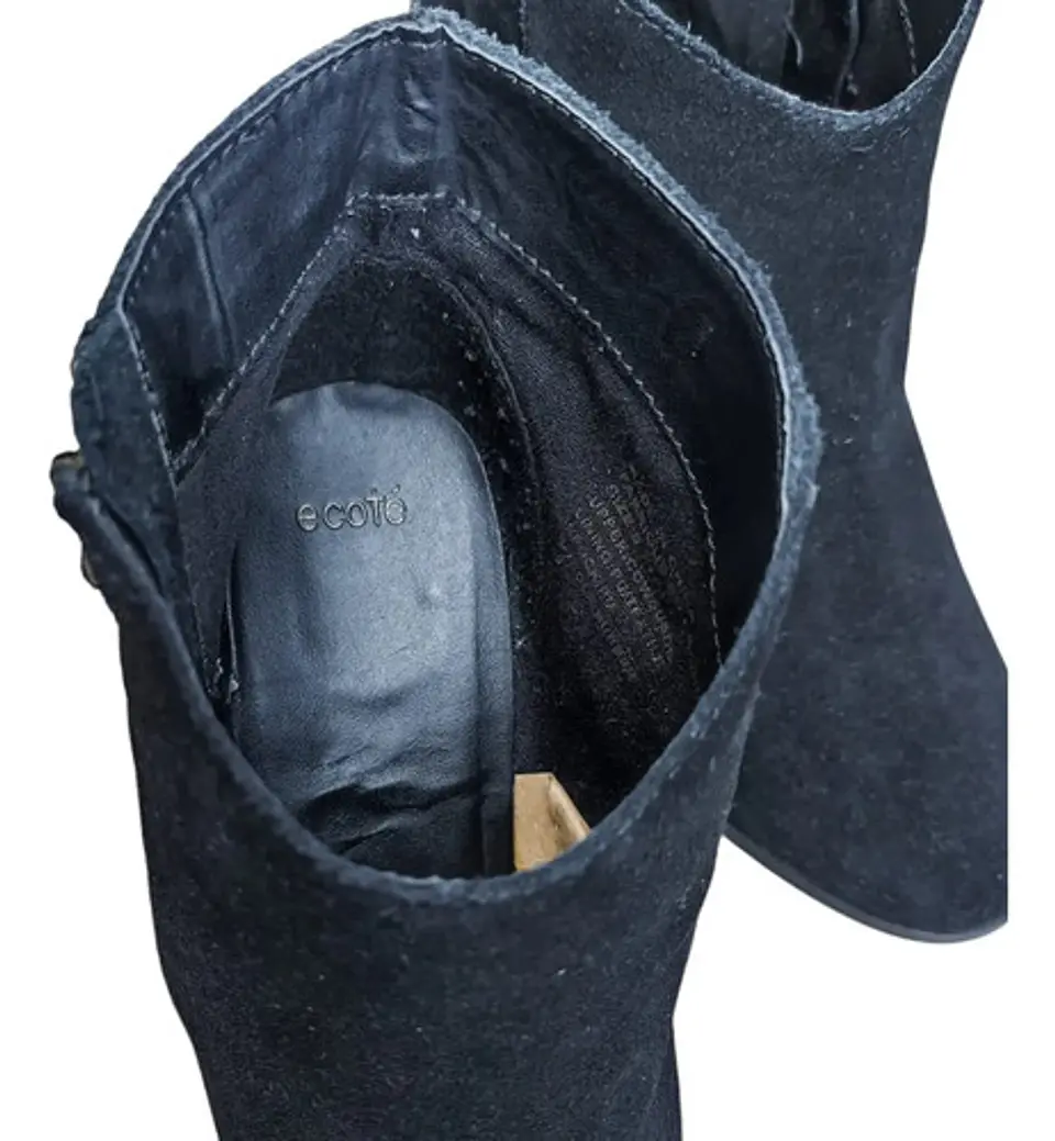 Botin Importado Ecote De Cuero Gamuza Negro - Talla 38 7