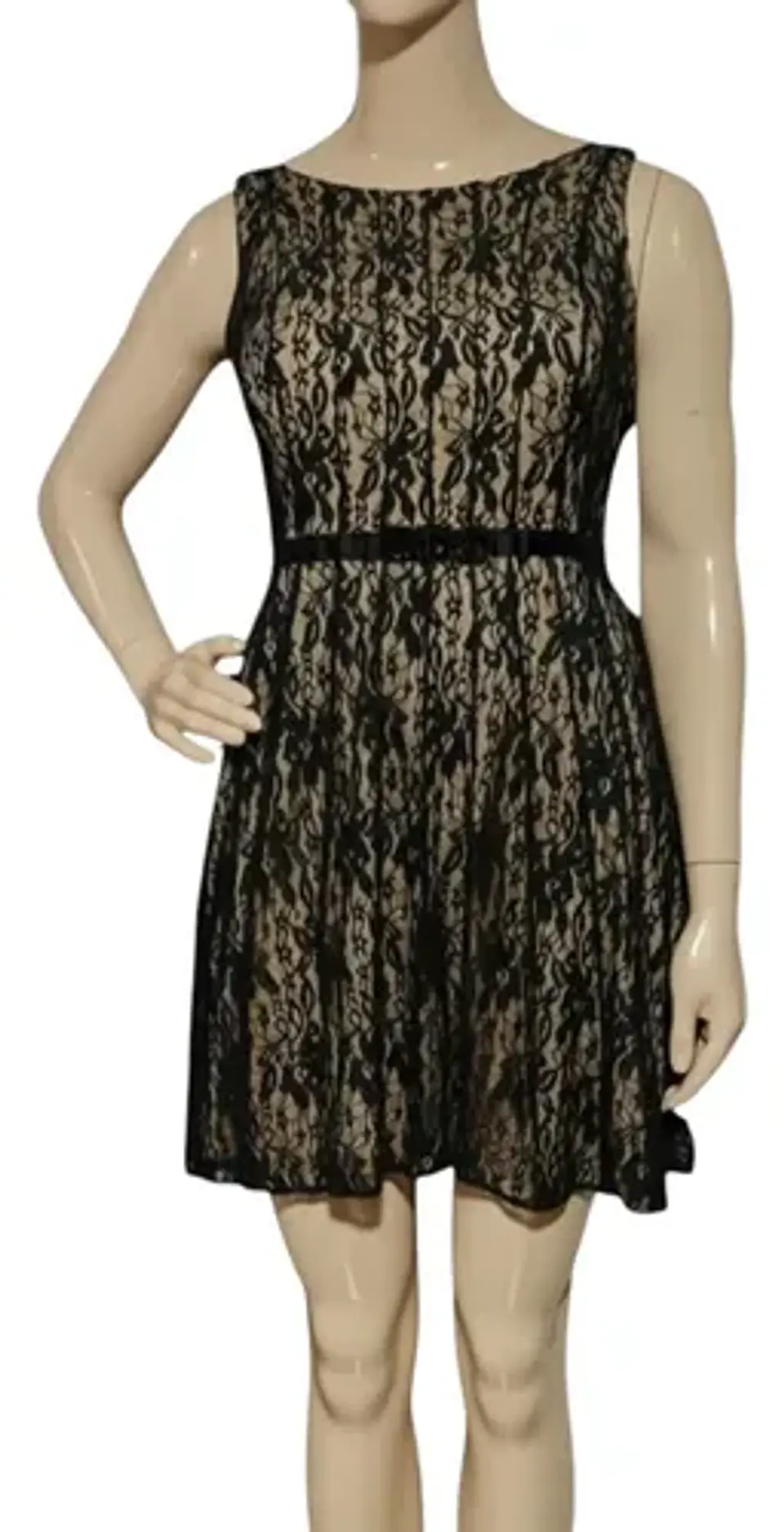 Vestido De Fiesta De Encaje Negro Importado Jessica Talla L 2