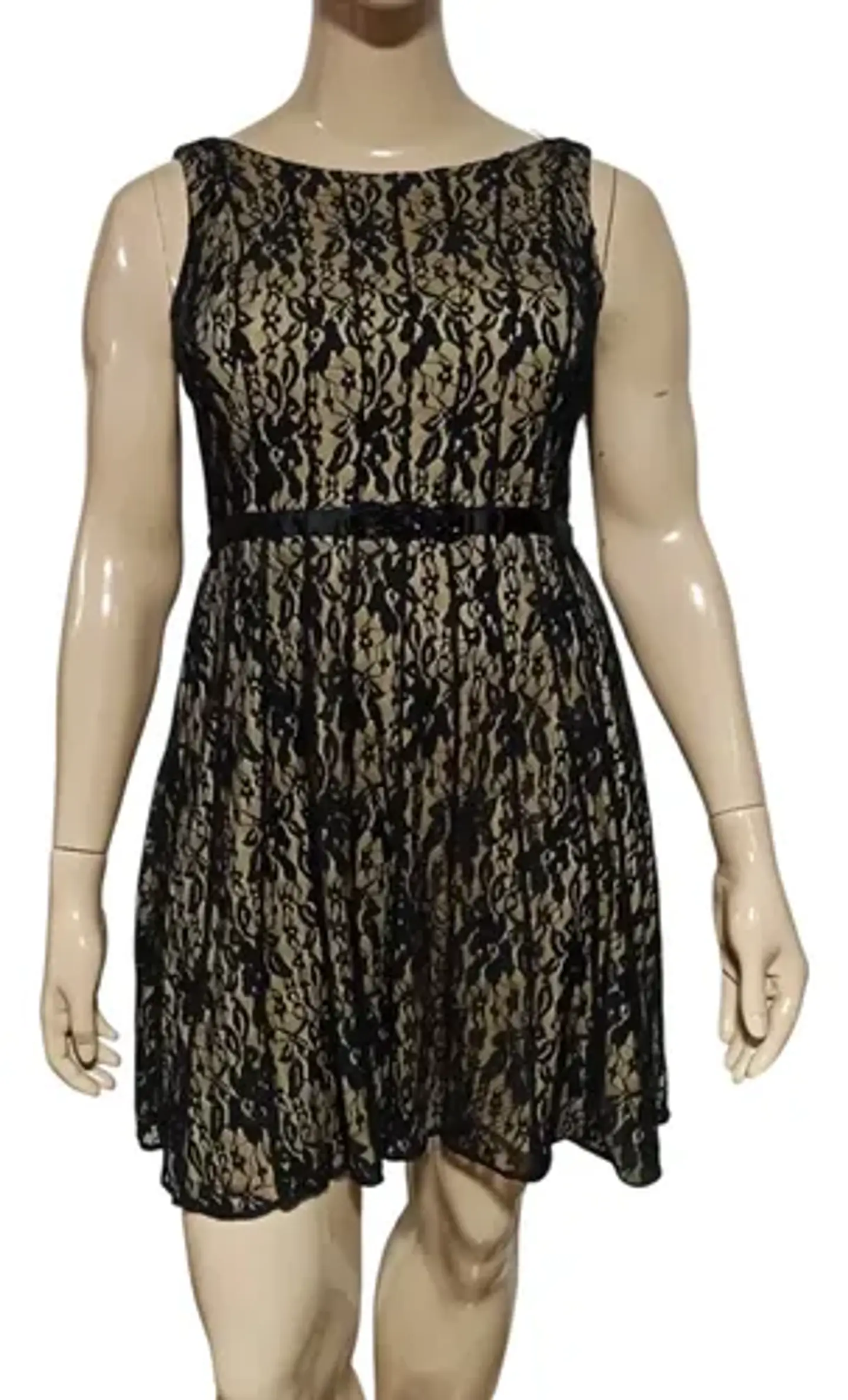 Vestido De Fiesta De Encaje Negro Importado Jessica Talla L 3