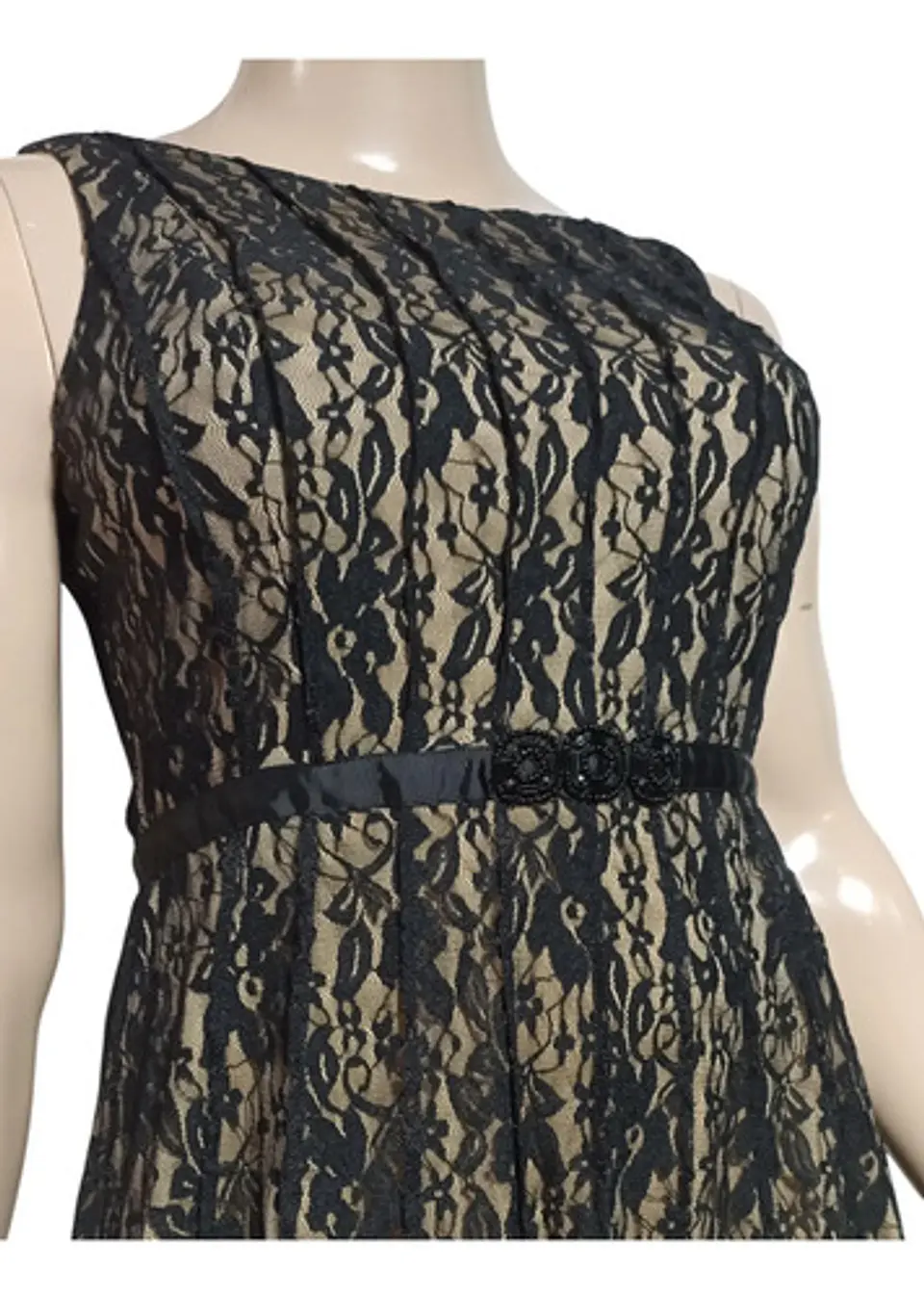 Vestido De Fiesta De Encaje Negro Importado Jessica Talla L 6