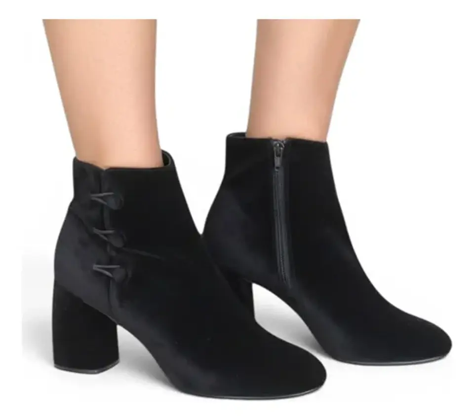 Botín Nine West Khraine de Terciopelo Negro  - Talla 37.5 1