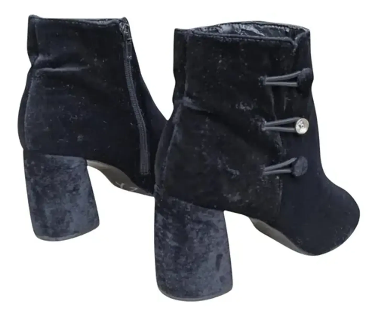 Botín Nine West Khraine de Terciopelo Negro  - Talla 37.5 6