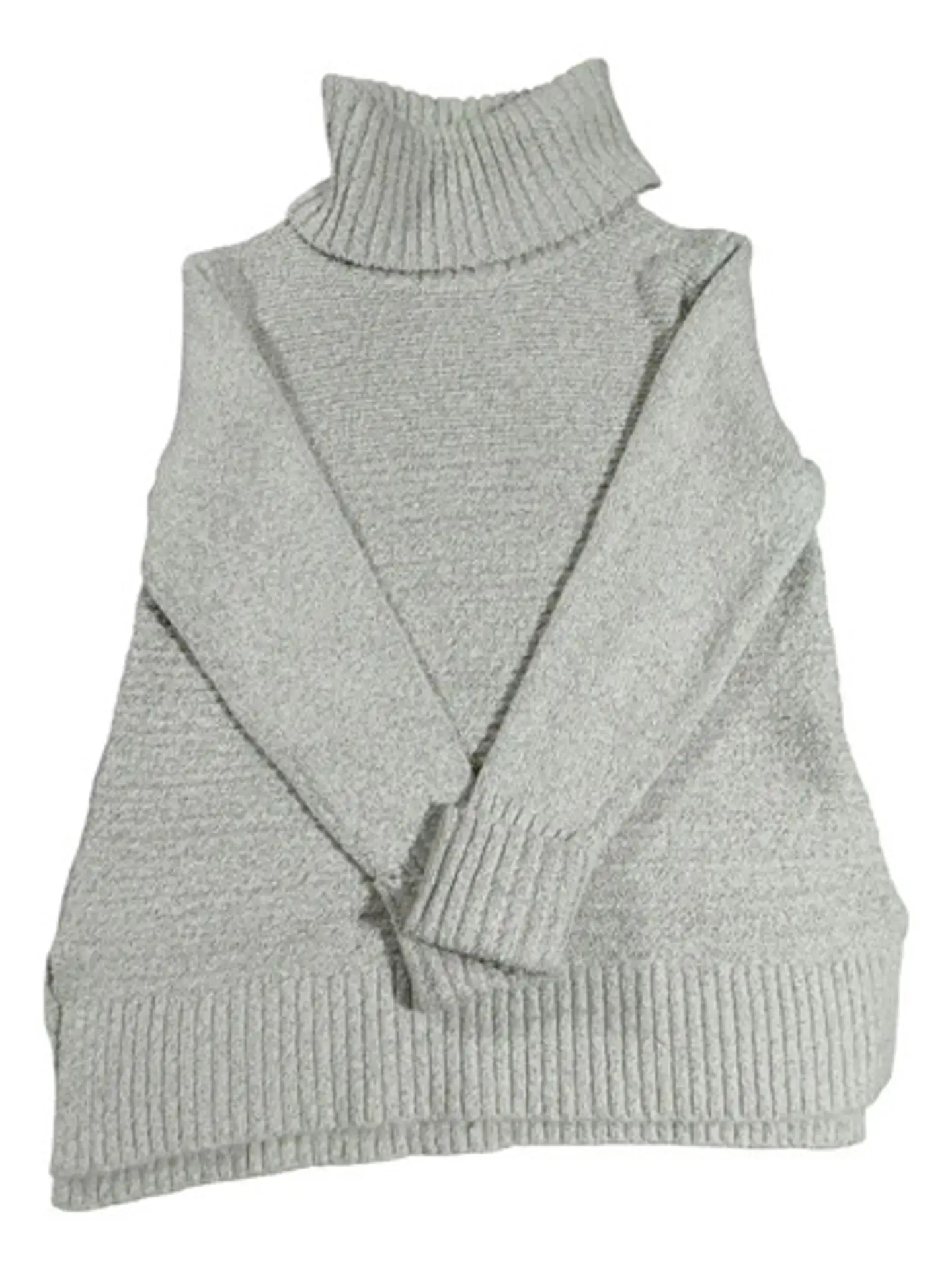 Sweater De Cuello Alto Vera Wang Gris Con Brillos - Talla L 6