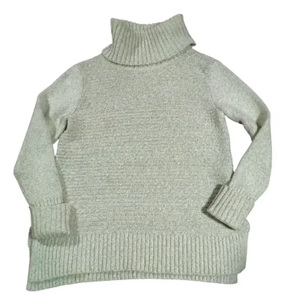 Sweater De Cuello Alto Vera Wang Gris Con Brillos - Talla L 7