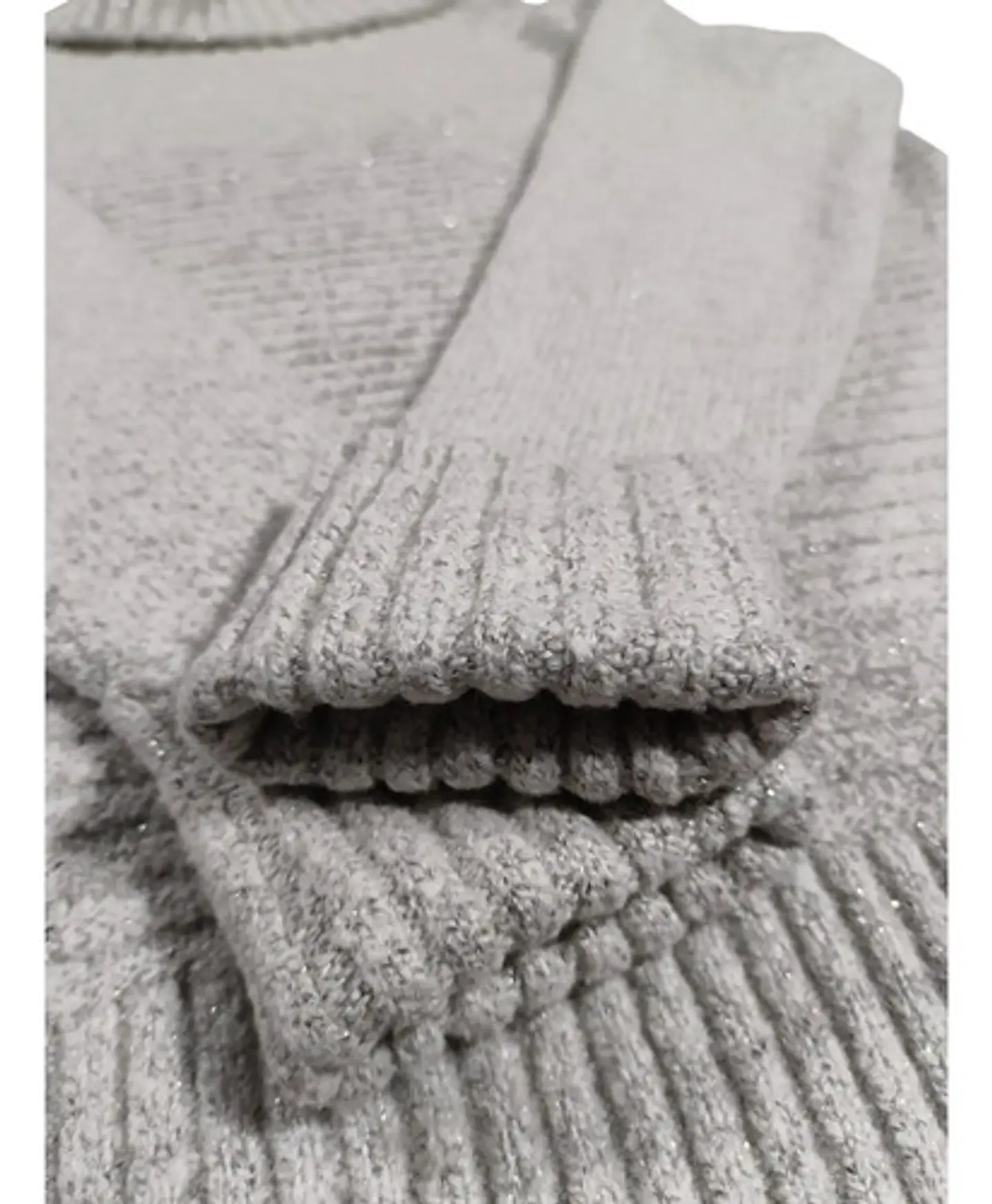 Sweater De Cuello Alto Vera Wang Gris Con Brillos - Talla L 8