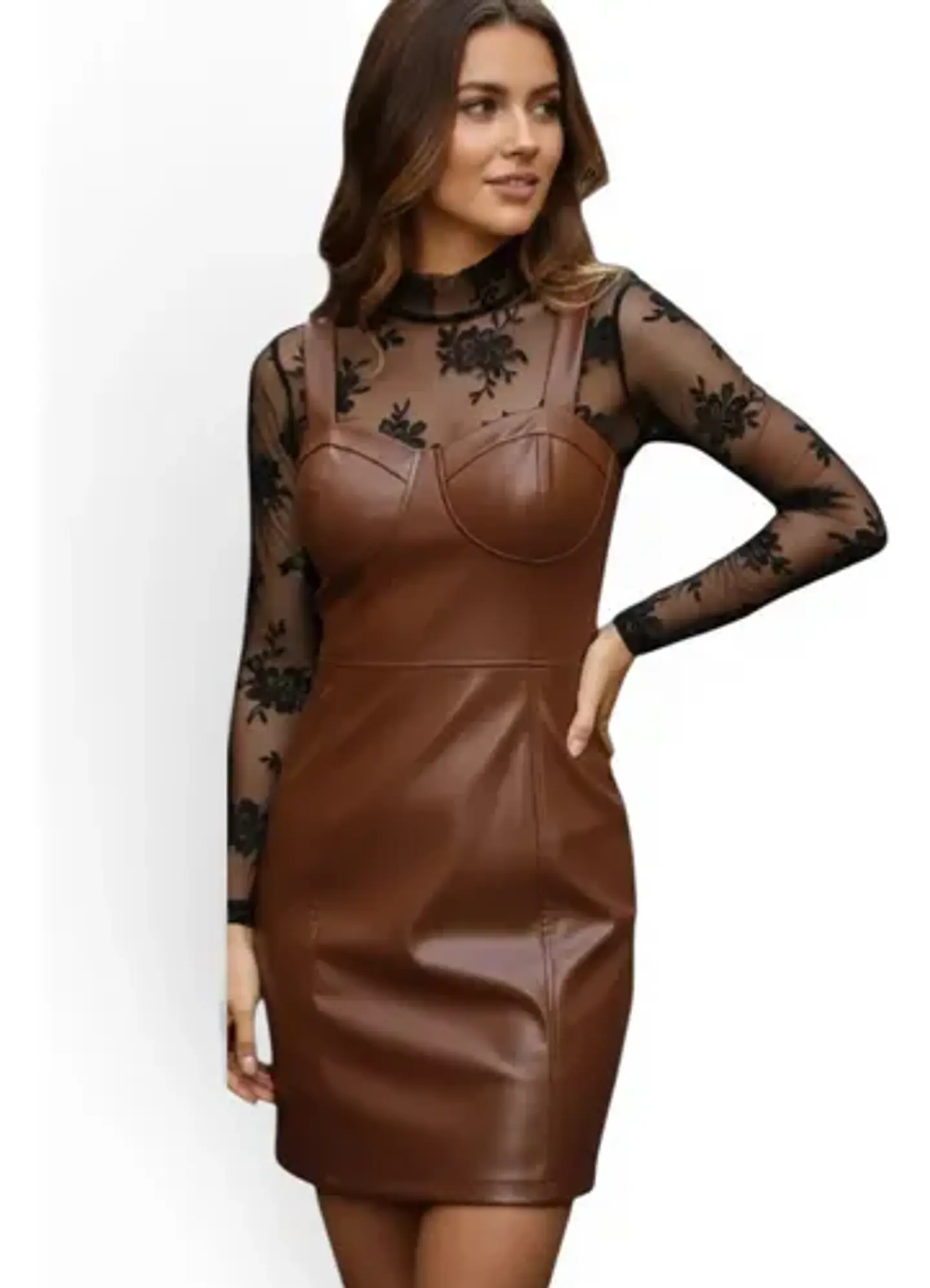 Vestido Importado Ajustado De Cuero Sintético -  A New Day 1
