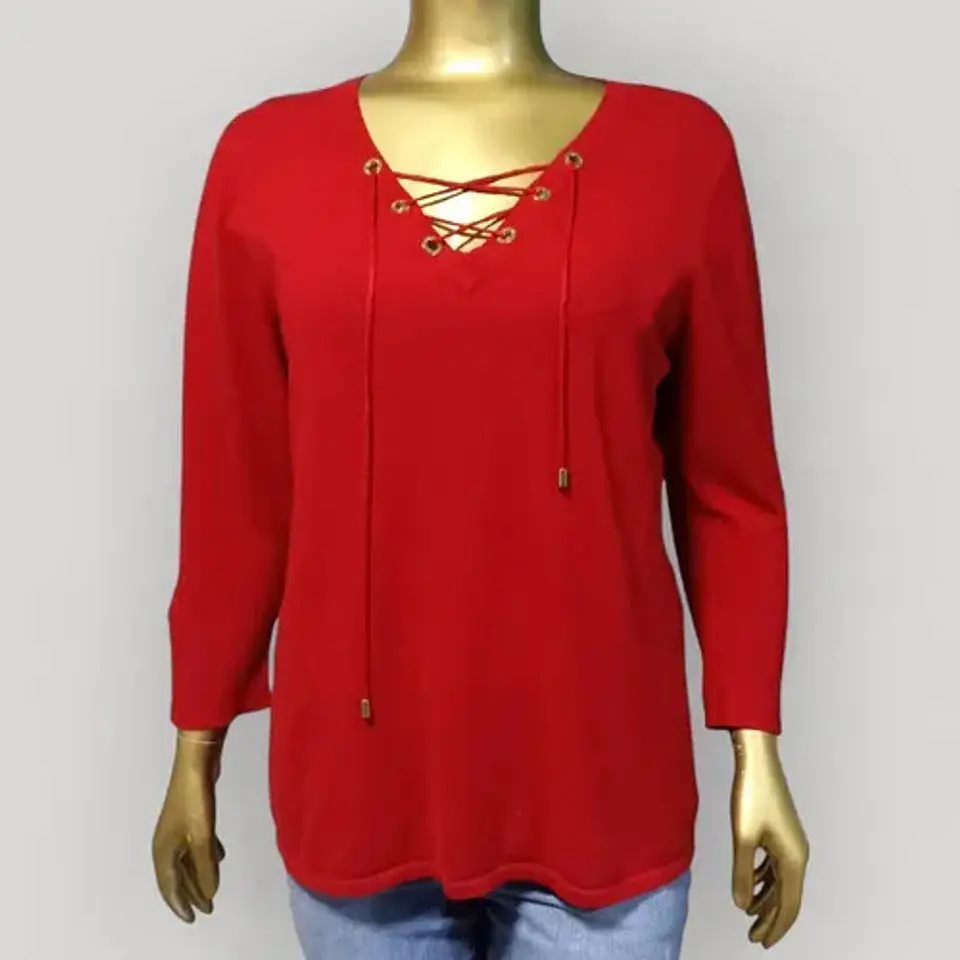 Sweater Calvin Klein Rojo Mangas 3/4 Para Mujer Talla L 2