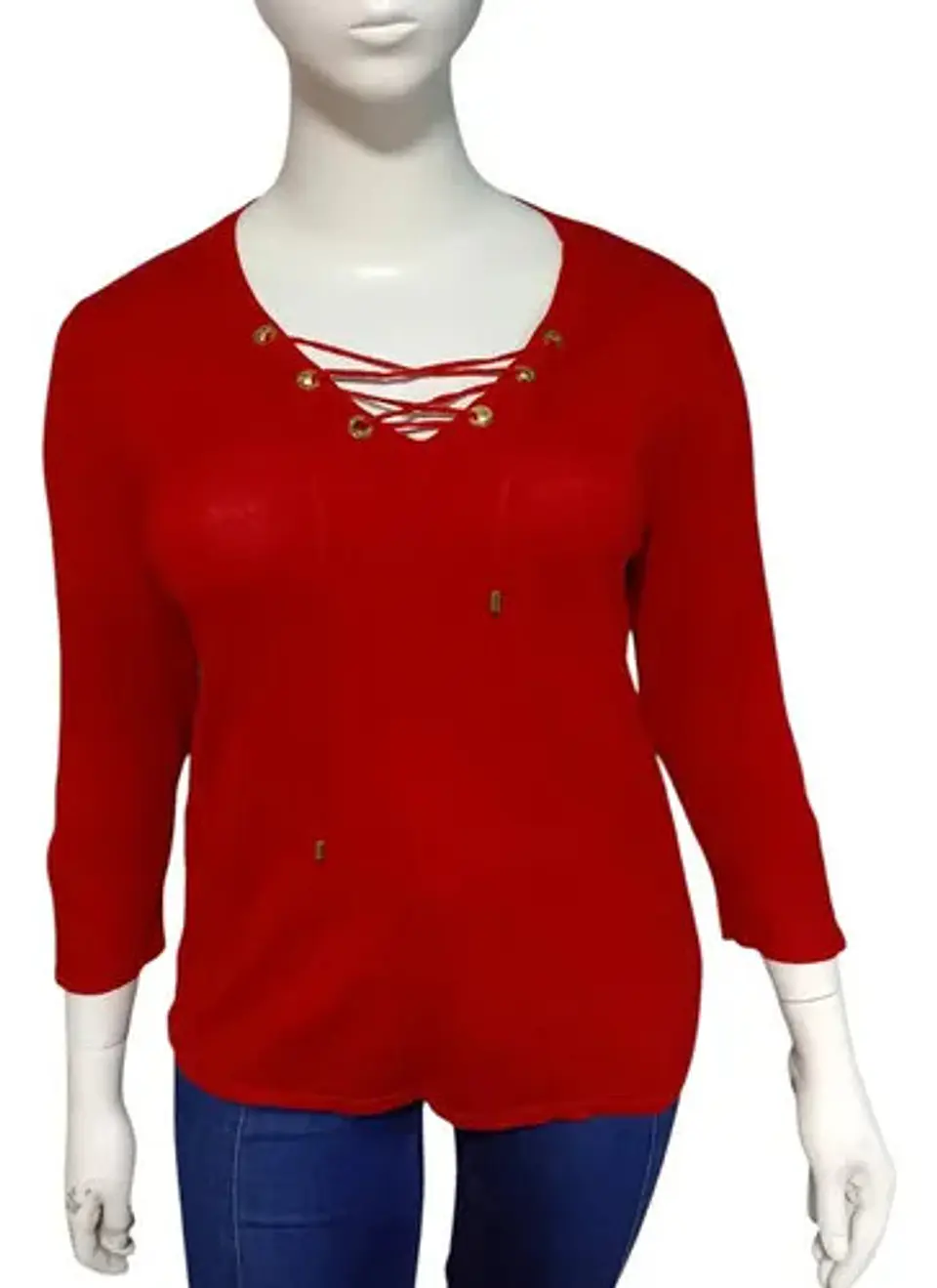 Sweater Calvin Klein Rojo Mangas 3/4 Para Mujer Talla L 3