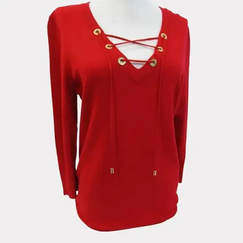 Sweater Calvin Klein Rojo Mangas 3/4 Para Mujer Talla L 4