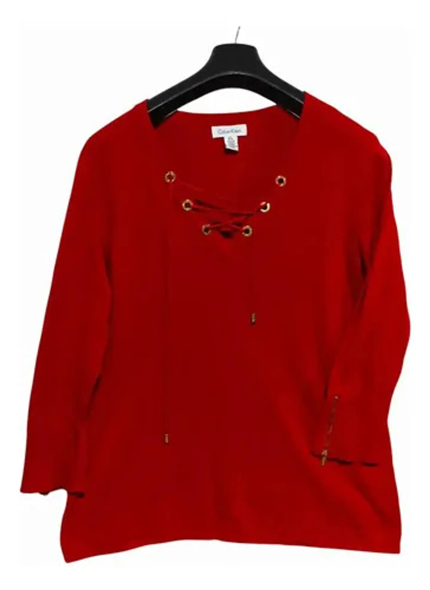 Sweater Calvin Klein Rojo Mangas 3/4 Para Mujer Talla L 5