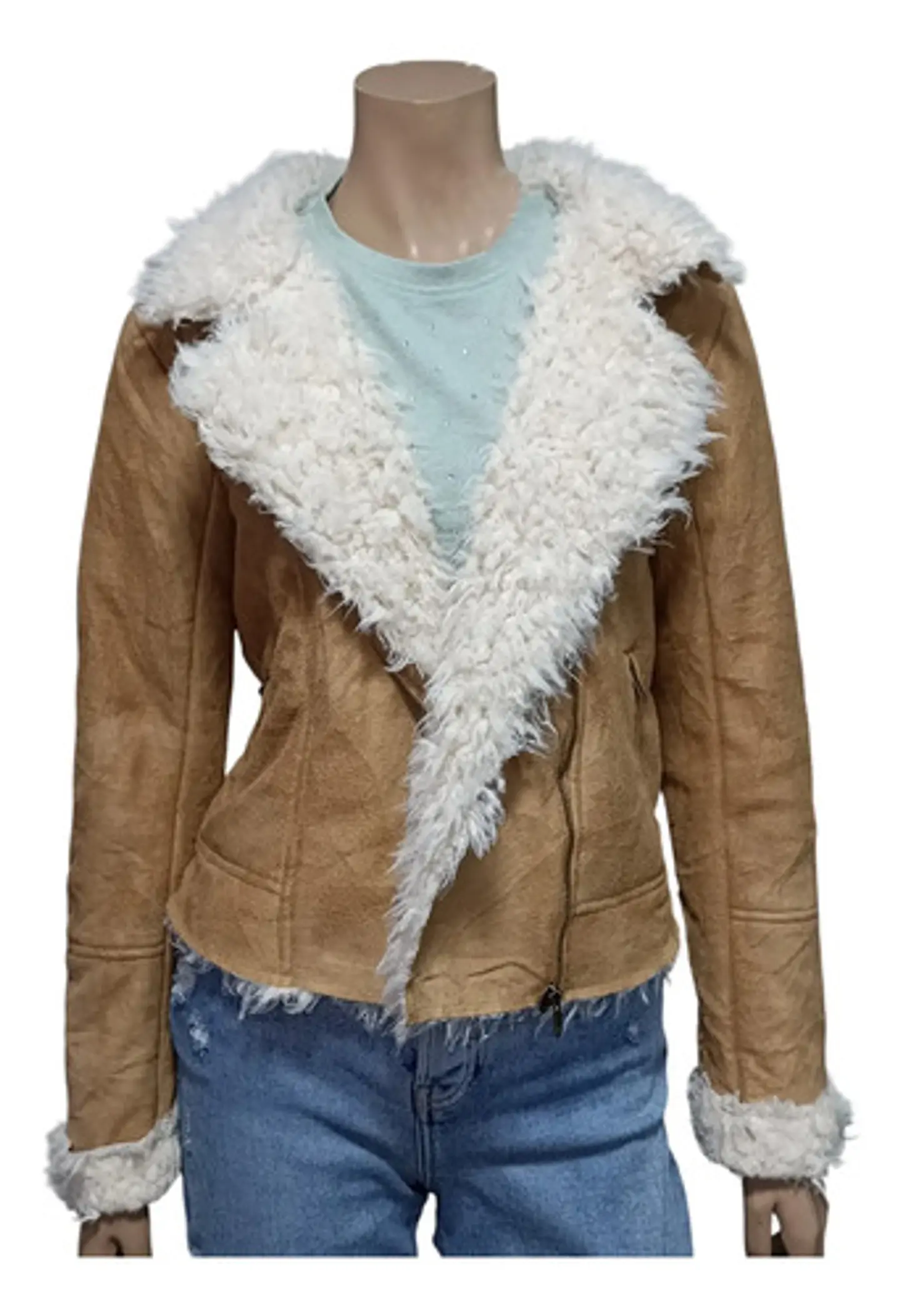 Chaqueta Biker Gamuza Y Piel Sintética Love Tree - Talla S 2