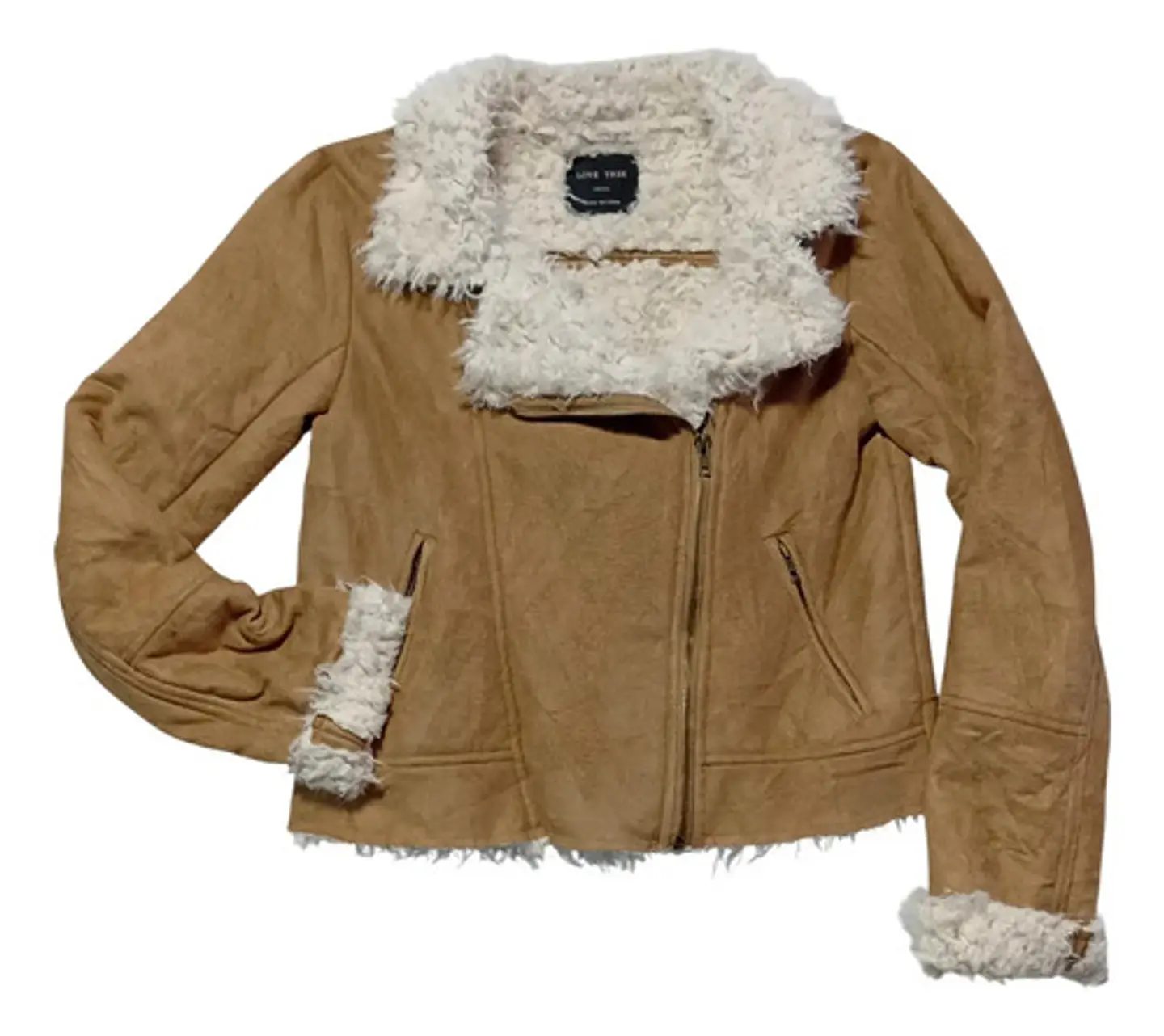 Chaqueta Biker Gamuza Y Piel Sintética Love Tree - Talla S 4