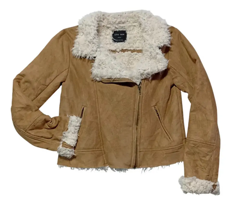 Chaqueta Biker Gamuza Y Piel Sintética Love Tree - Talla S 4