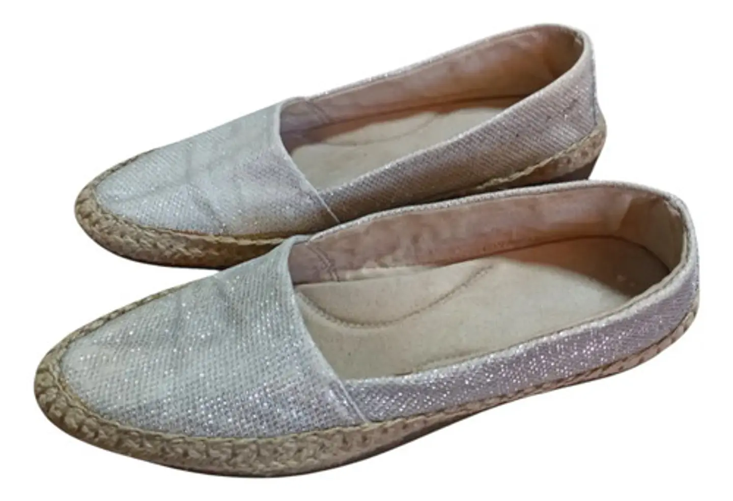 Alpargata Marca Aerosoles Textil Plateado Brillante Talla 38 5