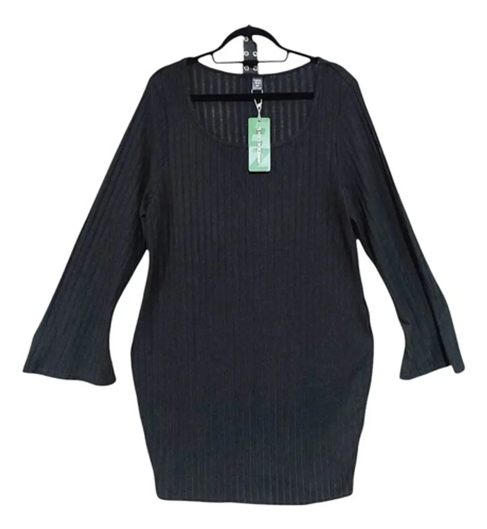 Vestido Ajustado Canalé Manga Larga - Talla Grande 4xl 3