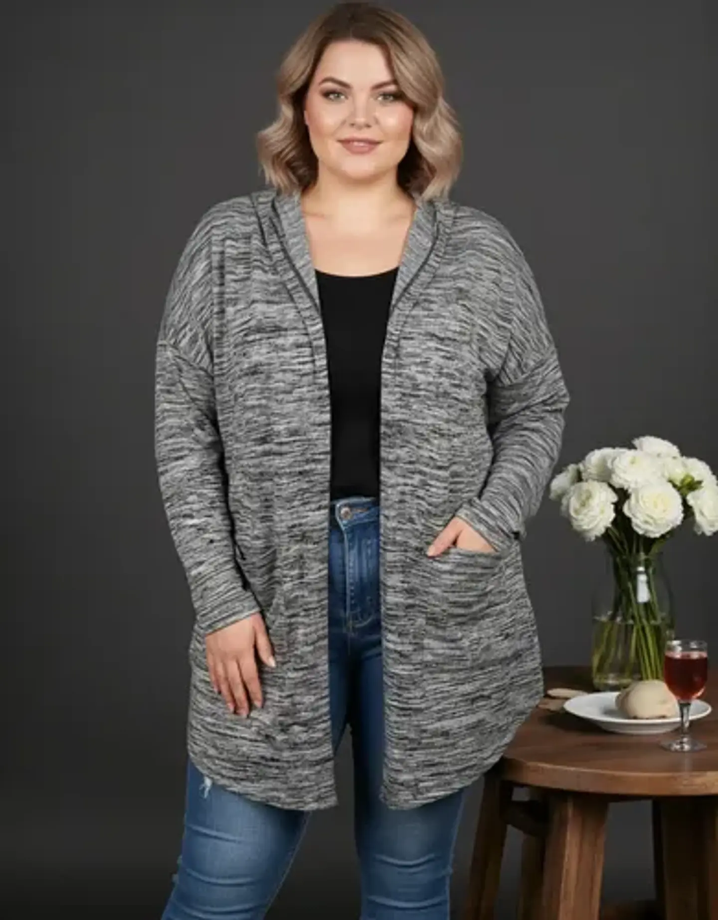 Cardigan Oversize Con Capucha - Xersion Talla Grande 2xl 1