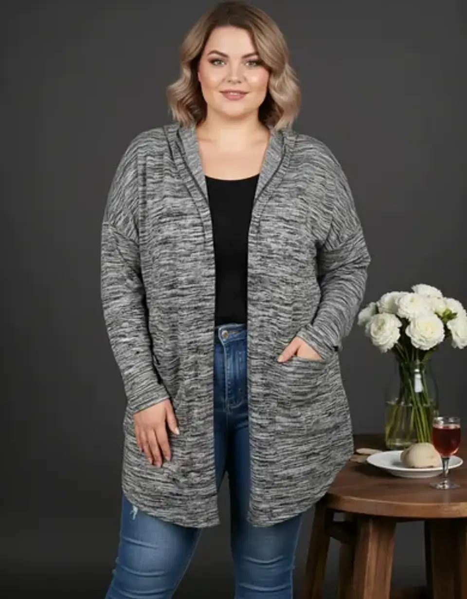 Cardigan Oversize Con Capucha - Xersion Talla Grande 2xl 1