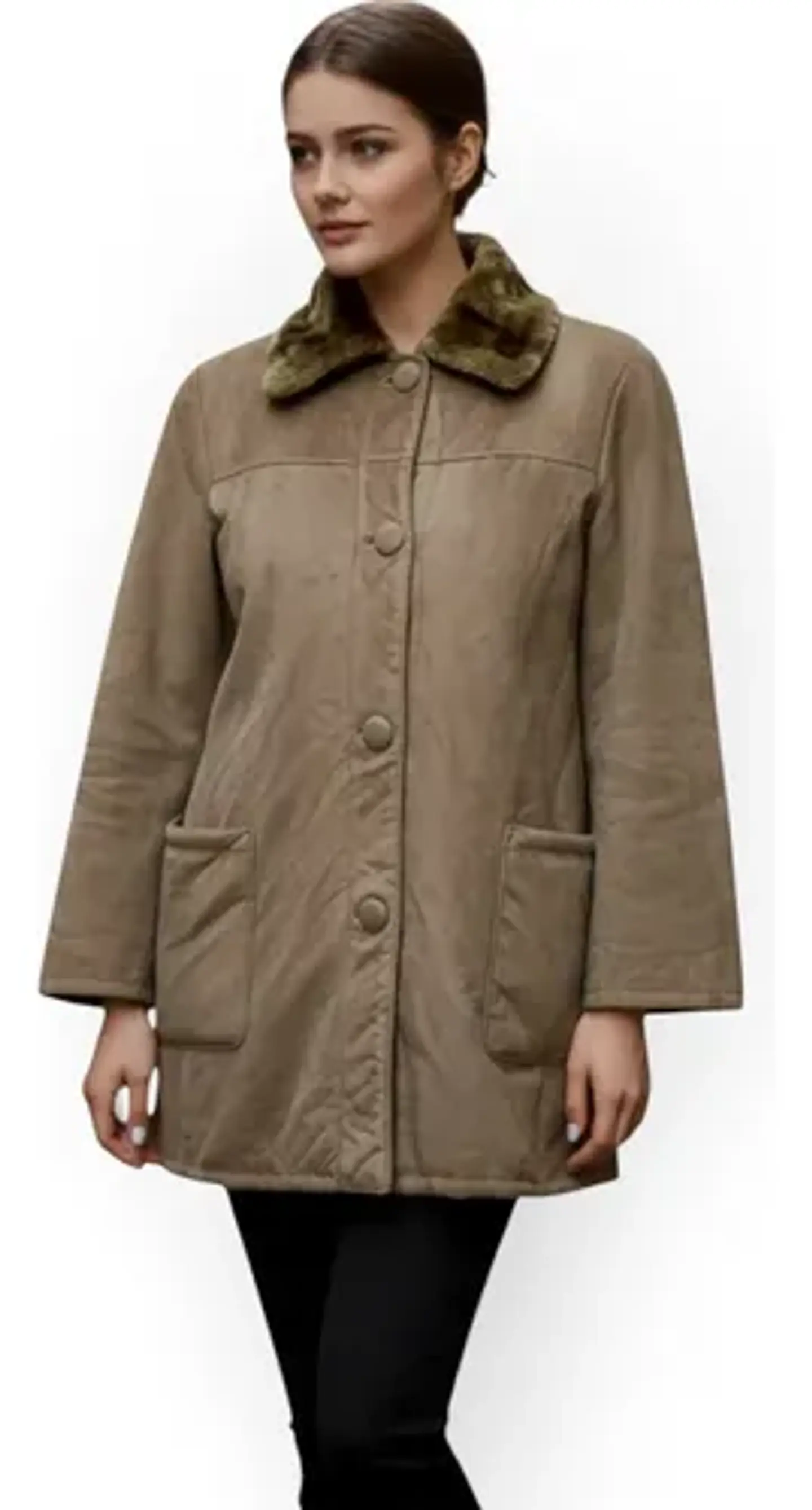 Abrigo Vintage Tipo Gamulán con Forro de Piel  - Talla M 1