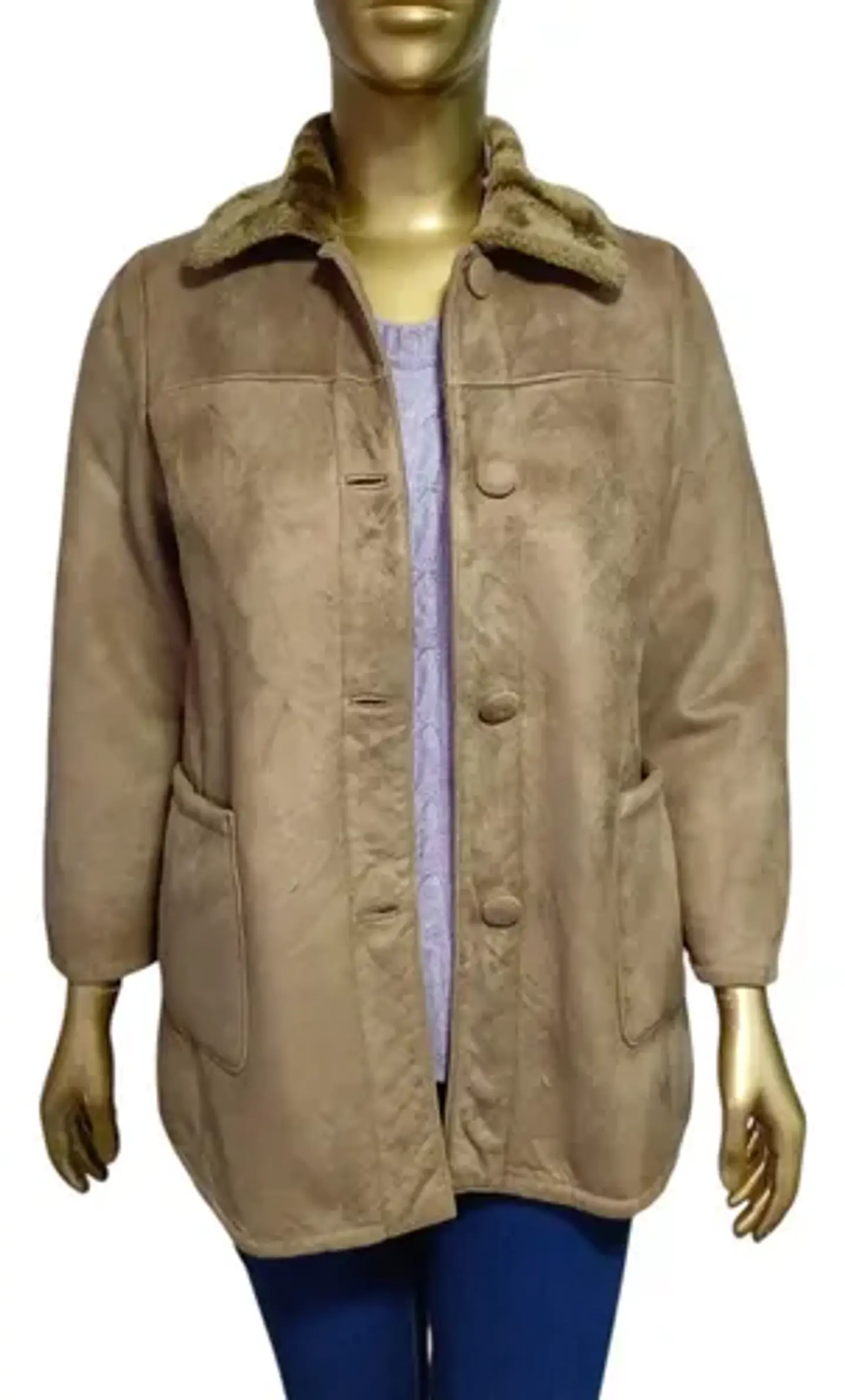 Abrigo Vintage Tipo Gamulán con Forro de Piel  - Talla M 3
