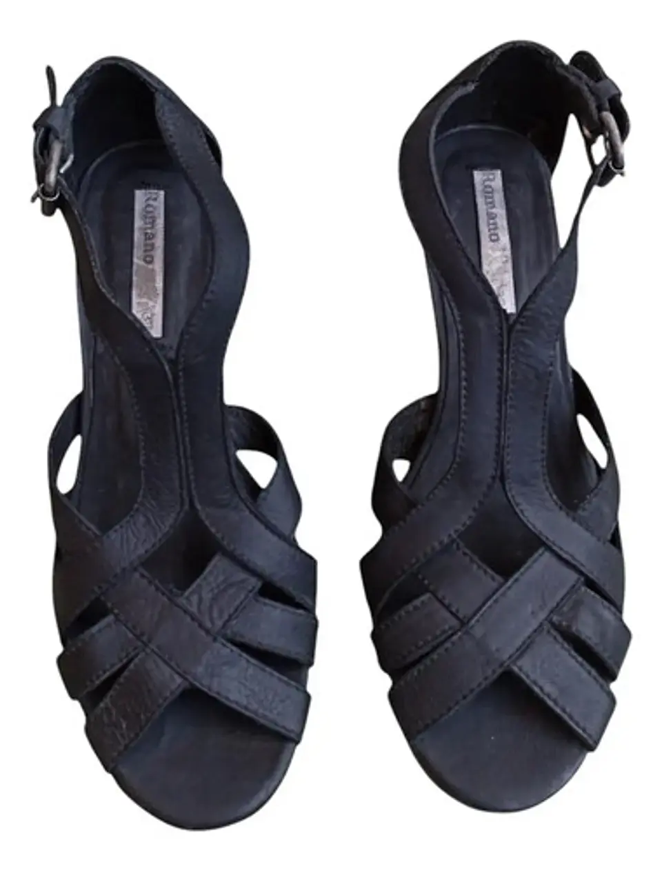 Sandalia De Cuero Taco Cónico Vintage Romano Para Mujer 37 3