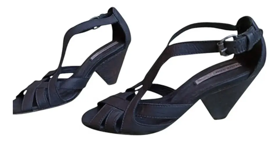 Sandalia De Cuero Taco Cónico Vintage Romano Para Mujer 37 4