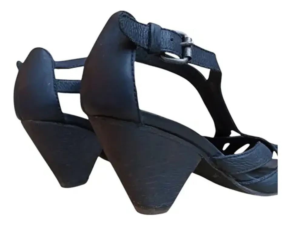 Sandalia De Cuero Taco Cónico Vintage Romano Para Mujer 37 7