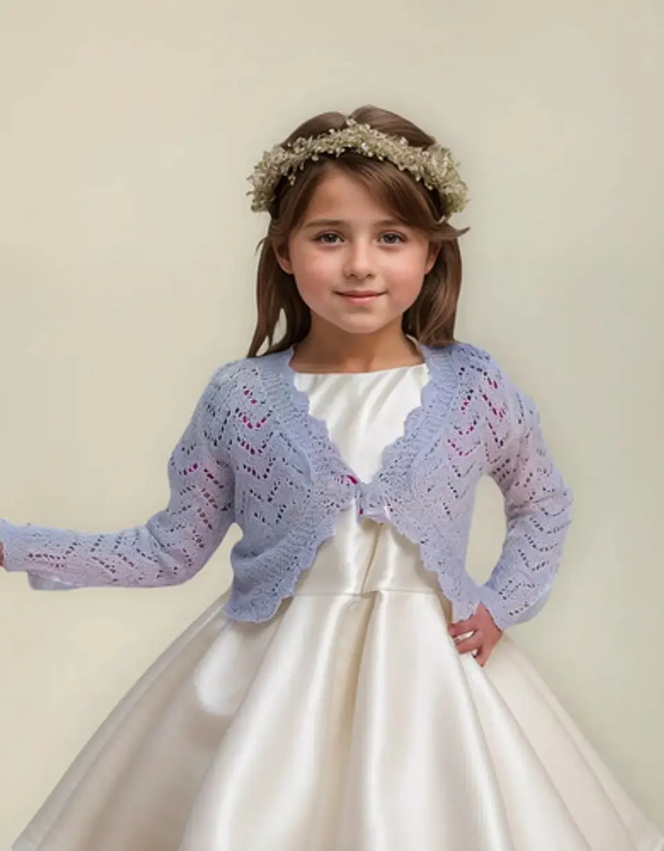 Bolerito Blanco De Hilo Tejido A Mano Para Bautizos/vestidos 1
