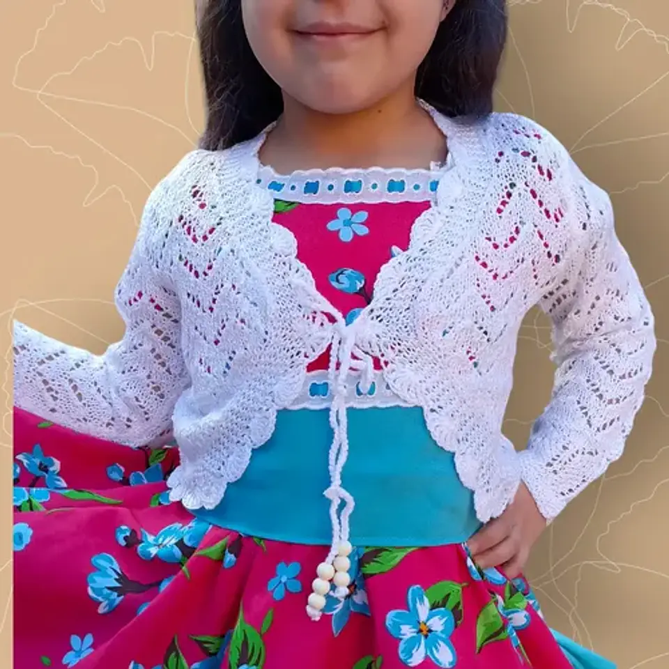 Bolerito Blanco De Hilo Tejido A Mano Para Bautizos/vestidos 2
