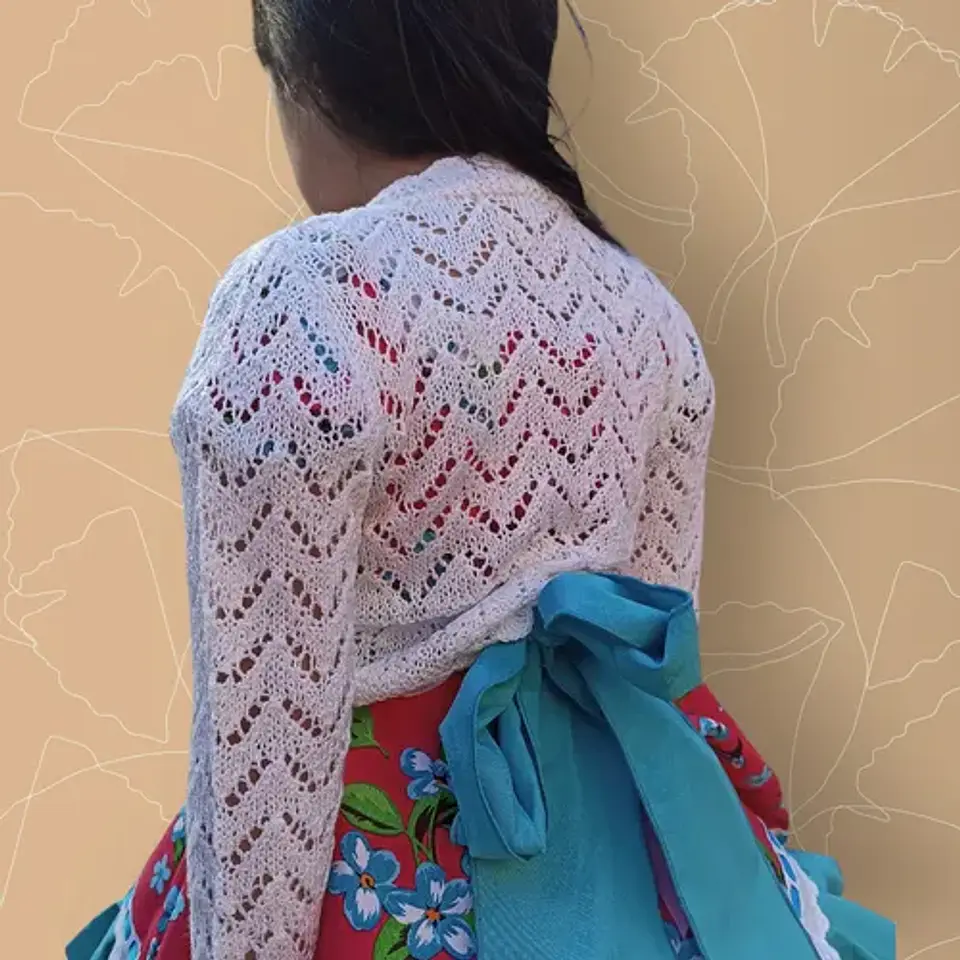 Bolerito Blanco De Hilo Tejido A Mano Para Bautizos/vestidos 5