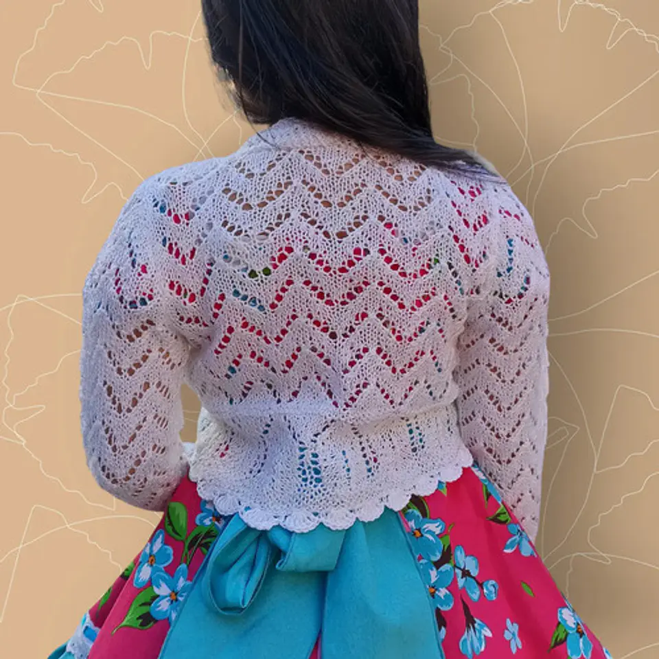Bolerito Blanco De Hilo Tejido A Mano Para Bautizos/vestidos 6