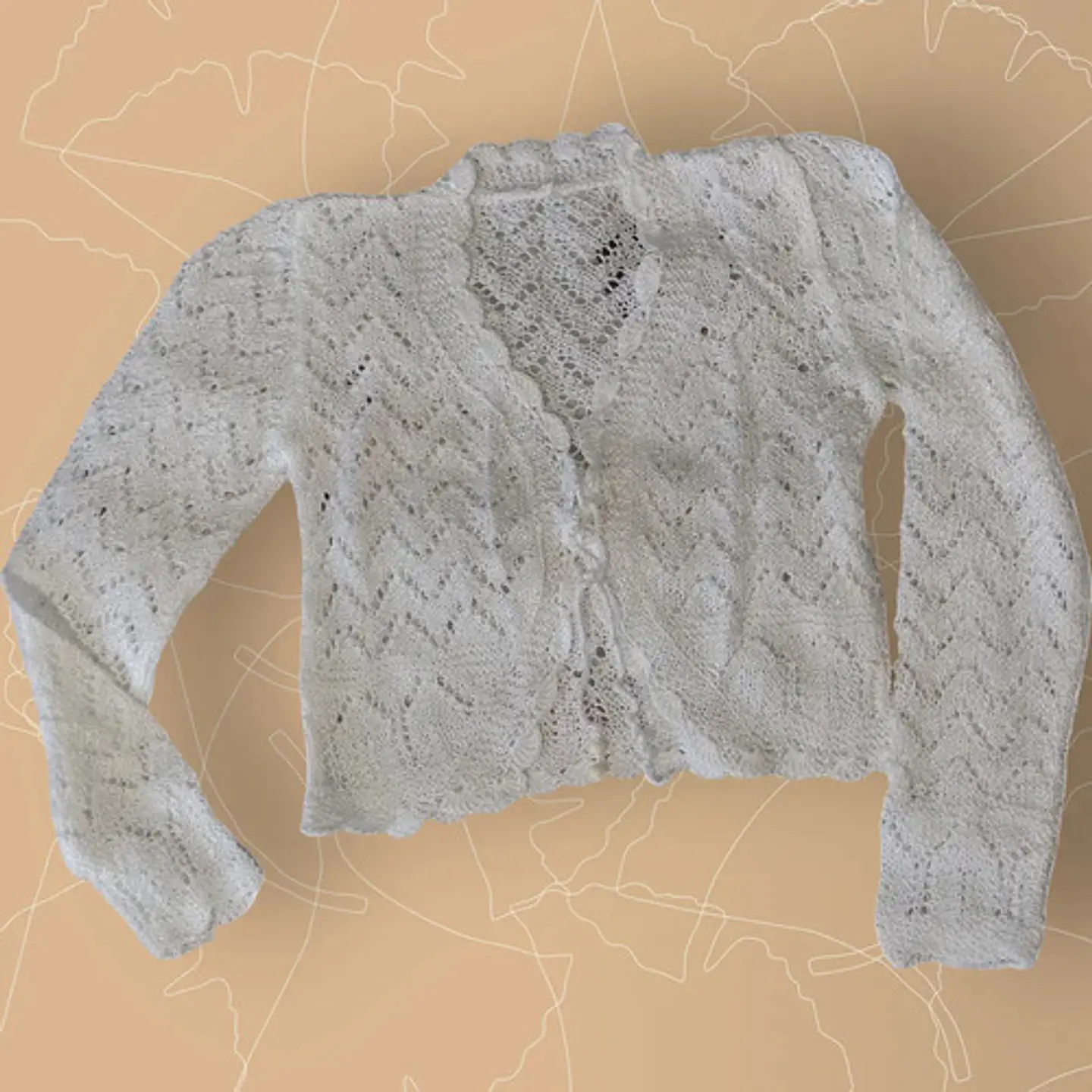 Bolerito Blanco De Hilo Tejido A Mano Para Bautizos/vestidos 7