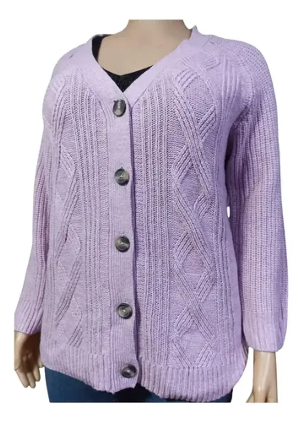 Sweater Cardigan Trenzado Newport Lila - Tallas Grandes 3xl 2