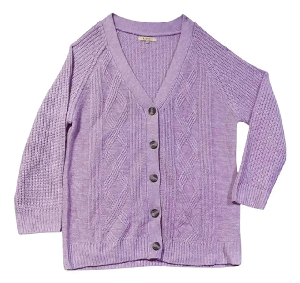 Sweater Cardigan Trenzado Newport Lila - Tallas Grandes 3xl 3