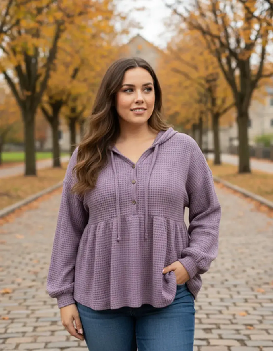 Top Manga Larga Con Capucha Peplum Talla Grande 2xl - 3xl 1