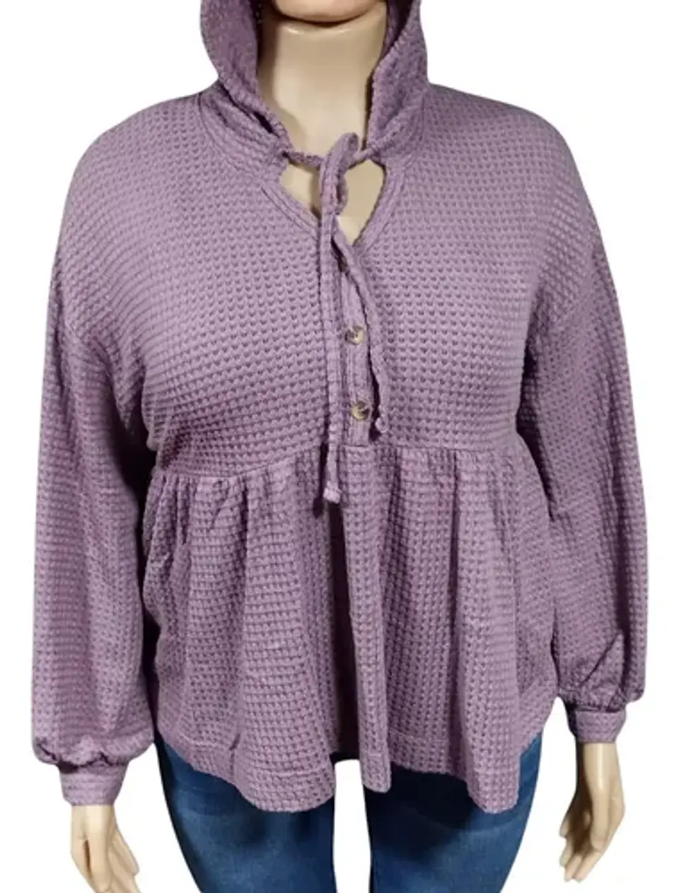 Top Manga Larga Con Capucha Peplum Talla Grande 2xl - 3xl 2