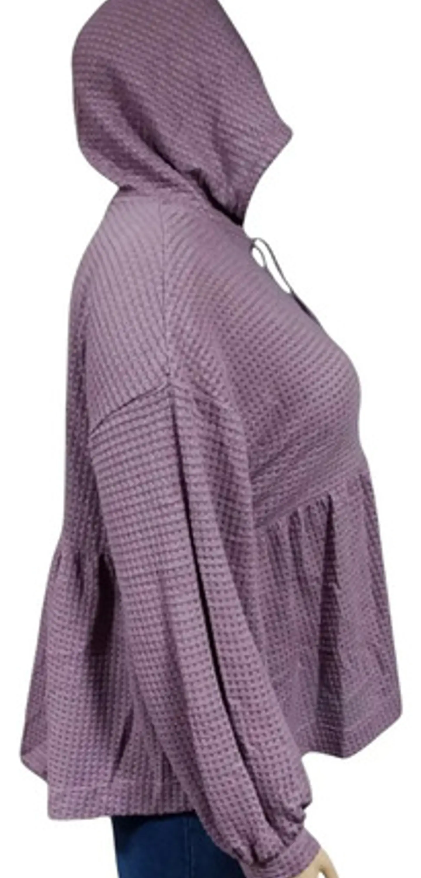 Top Manga Larga Con Capucha Peplum Talla Grande 2xl - 3xl 3